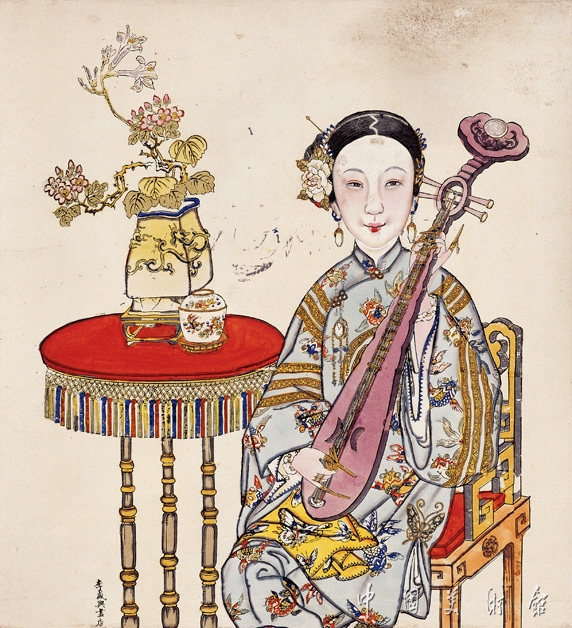 弹琵琶仕女