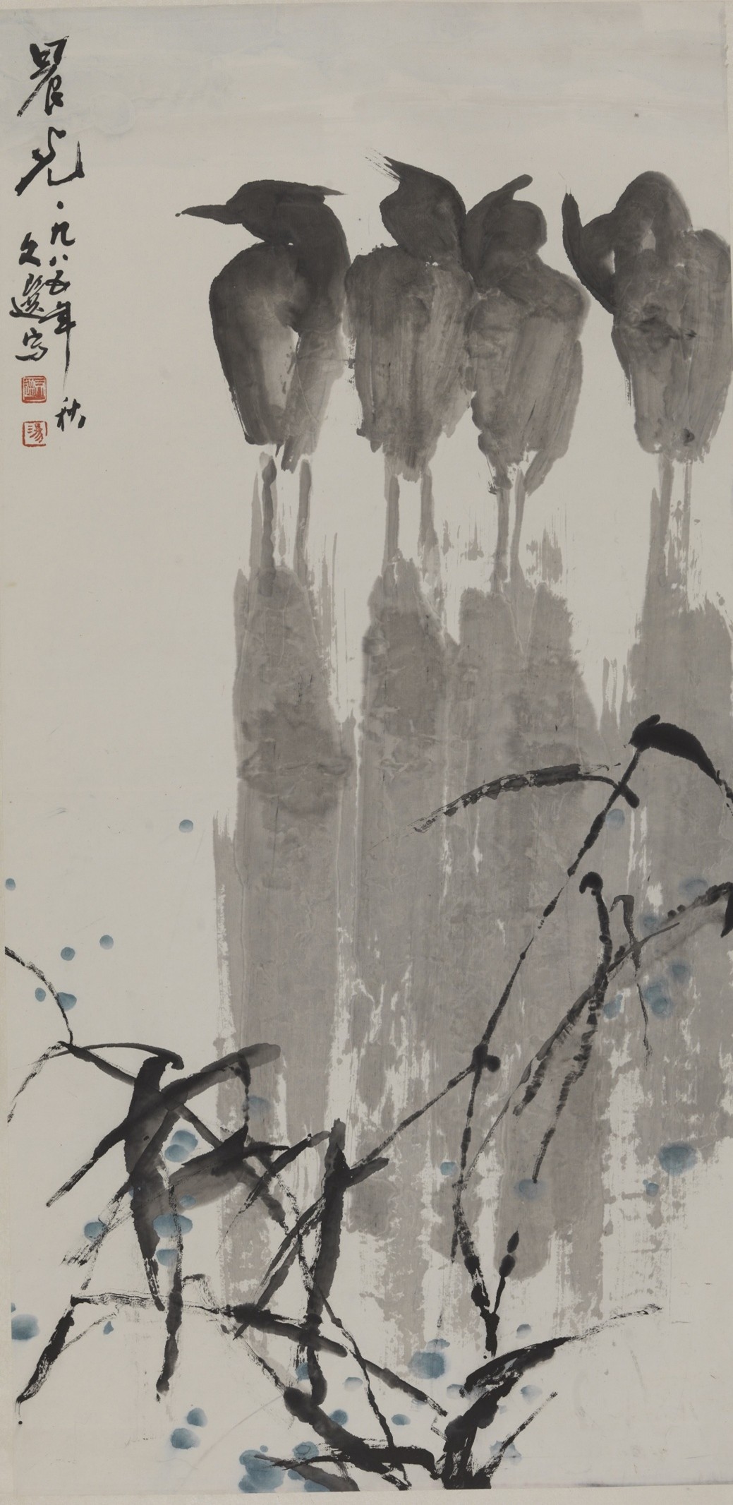 <h2>晨光</h2><p>作者：汤文选</p><p>创作年代：1985年</p><p>规格：137cm×68.5cm</p><p>品类：中国画</p>